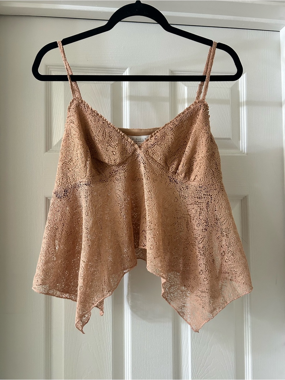 Lace Handkerchief Hem Cami Top - Blush